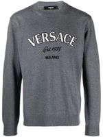 Versace pull en laine Milano Stamp brodé - Gris - thumbnail