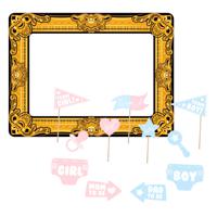 Babyshower foto prop set met frame - 12-delig - opblaasbare fotolijst - photo booth accessoires