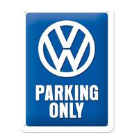 Nostalgic Art wandbord/muurplaatje - metaal - Volkswagen Parking Only - 15 x 20 cm - VW Parking