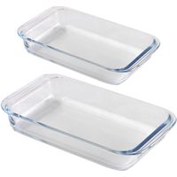 Ovenschaal set 2-delig - rechthoek - glas - 2,2L en 3L