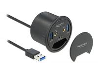 Delock 3-poorts tafelhub 1 x USB Type-C en 2 x USB Type-A + HD-audio-poorten, 62794