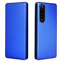 Sony Xperia 5 III Flip Case - Koolstofvezel - Blauw - thumbnail