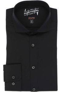 Pure Functional Slim Fit Jersey shirt zwart, Effen