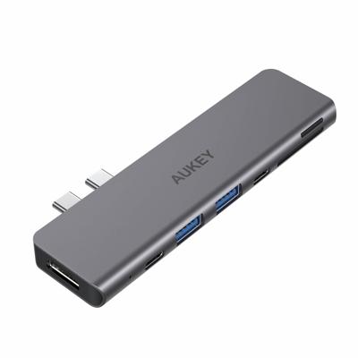 AUKEY CB-C76 interface hub USB 2.0 Type-C 40000 Mbit/s Grijs