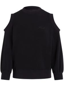 Karl Lagerfeld logo-embroidered cut out-detail sweatshirt - Noir