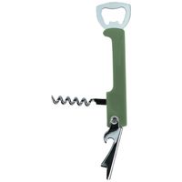 Excellent Houseware flesopener/kurkentrekker - kelnersmes - khaki groen - 12 cm - thumbnail