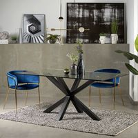 Kave Home Glazen Eettafel Argo Zwart/Glas - Transparant - thumbnail