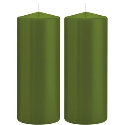 2x Kaarsen olijfgroen 8 x 20 cm 119 branduren sfeerkaarsen - Stompkaarsen 2x Kaarsen olijfgroen 8 x 20 cm 119 branduren sfeerkaarsen - Stompkaarsen