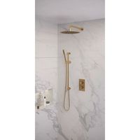 Regendoucheset Inbouw Brauer Gold Edition Thermostatisch 30 cm met 3-Weg Omstelling, Gebogen Wandarm, Glijstang en Staaf Handdouche Geborsteld Goud - thumbnail