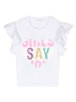 Billieblush t-shirt en coton à slogan brodé - Blanc