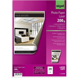 Sigel LP344 LP344 Fotopapier DIN A4 200 g/m² 200 vellen Dubbelzijdig bedrukbaar, Hoogglans, Geoptimaliseerd voor laser