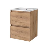 Badmeubelset Aquasplash Salt 50x46 cm Greeploos 2 Lades Met Wastafel 1 Kraangat Whisky Oak Aquasplash