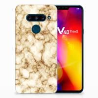 LG V40 Thinq TPU Siliconen Hoesje Marmer Goud