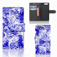 Telefoonhoesje met Naam Huawei P10 Angel Skull Blauw