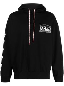 Aries hoodie en coton à logo imprimé - Noir