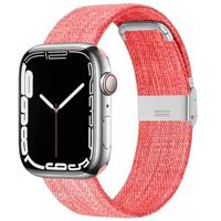 By Qubix - Canvas Limited Edition nylon bandje - Roze - Compatible met Apple Watch 44mm / 45mm / 46mm / 49mm - Compatible Apple watch bandjes