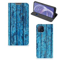 OPPO A73 5G Book Wallet Case Wood Blue - thumbnail