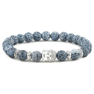 Memphis kralen armband Frosted Agaat Silver Buddha