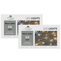 Set van 3x stuks kerstverlichting met timer 50 warm witte lampjes op batterijen