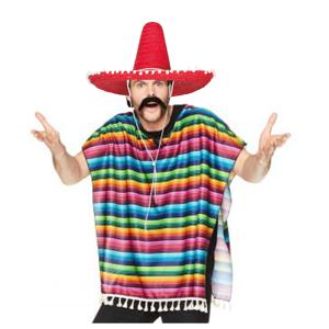 Carnaval verkleed set - Mexicaanse sombrero hoed met poncho - voor volwassenen