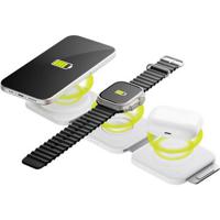 Goobay Opvouwbare 3-in-1 draadloze oplader 15W - iPhone, Apple Watch, AirPods - Wit - thumbnail