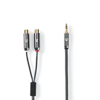 Nedis CATB22250GY02 Stereo-audiokabel 3,5 Mm Male 2x Rca Female Verguld 0.20 M Rond Grijs / Gunmetal Cover Window Box - thumbnail