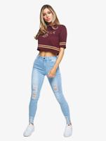 Sik Silk / t-shirt Mesh Crop in rood