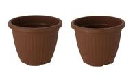 Bloempot Terra voor binnen & buiten, hoogwaardig kunststof, Ø 12,5 x H 10 cm, set 2 stuks