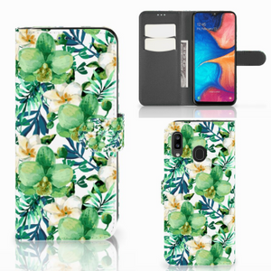 Samsung Galaxy A30 Hoesje Orchidee Groen