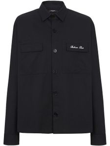 Balmain logo-embroidered cotton shirt - Noir