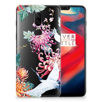 OnePlus 6 TPU Hoesje Bird Flowers OnePlus 6 TPU Hoesje Bird Flowers