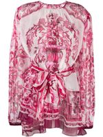 Dolce & Gabbana Majolica-print silk blouse - Rose