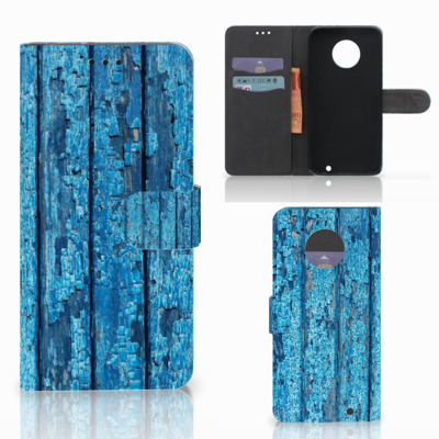 Motorola Moto G6 Plus Book Style Case Wood Blue