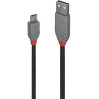 Lindy 36732 1m USB 2.0 Cable USB A Micro-USB B Mannelijk Mannelijk Zwart, Grijs USB-kabel - thumbnail