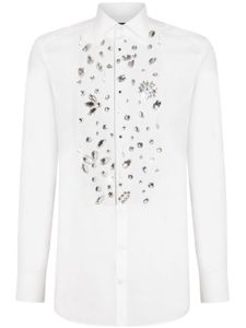 Dolce & Gabbana chemise en coton à ornements strassés - Blanc