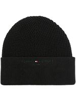 Tommy Hilfiger bonnet nervuré à logo brodé - Noir - thumbnail