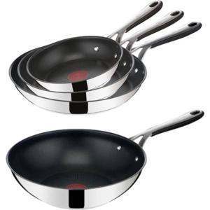 Tefal Jamie Oliver Kitchen Essentials Pannenset - Koekenpannen Ø20/24/28cm + Wokpan Ø28cm - RVS - Siliconen Handgreep