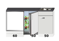 Kitchenette 160cm met oven kast en koelkast RAI-1440 - thumbnail