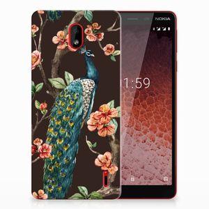 Nokia 1 Plus TPU Hoesje Pauw met Bloemen