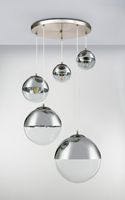 Hanglamp glazen bollen 5x 'Varus' nikkel mat - transparant glas - thumbnail