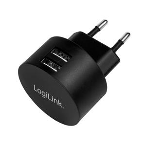 LogiLink Ladegerät USB-oplader 10.5 W Binnen, Thuis Uitgangsstroom (max.) 2100 mA Aantal uitgangen: 2 x USB-A