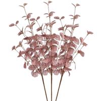 Kunstbloem Eucalyptus tak Silk - 3x - 72 cm - oudroze - losse steel - Kunst zijdebloemen - thumbnail