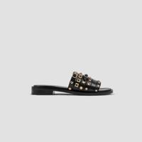 Bronx Thrill leren slippers met studs zwart/goud