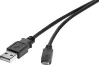 Renkforce USB-kabel USB 2.0 USB-A stekker, USB-micro-B stekker 0.15 m Zwart Vergulde steekcontacten RF-4463073