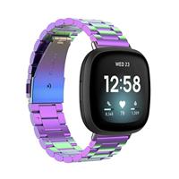 By Qubix - Compatible met Fitbit Versa 3/4 & Sense 1/2 metalen schakelbandje - Multicolor - Compatible fitbit bandje