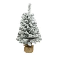 Everlands kunst kerstboom - H90 cm - met sneeuw - kunstboom - jute zak - Imperial