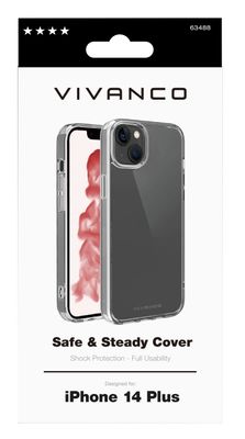 Vivanco Safe and Steady Backcover Apple iPhone 14 Plus Transparant Inductieve lading