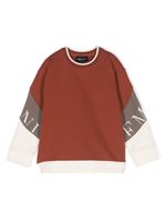 Emporio Armani Kids sweat colour block à logo brodé - Marron - thumbnail