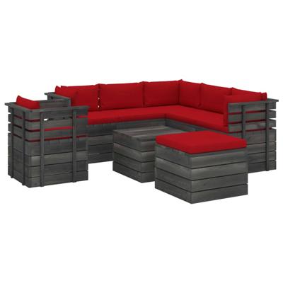vidaXL 8-delige Loungeset met kussens pallet massief grenenhout
