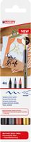 Edding metallic brushpen Mix e-1340, assorti, set van 4 stuks